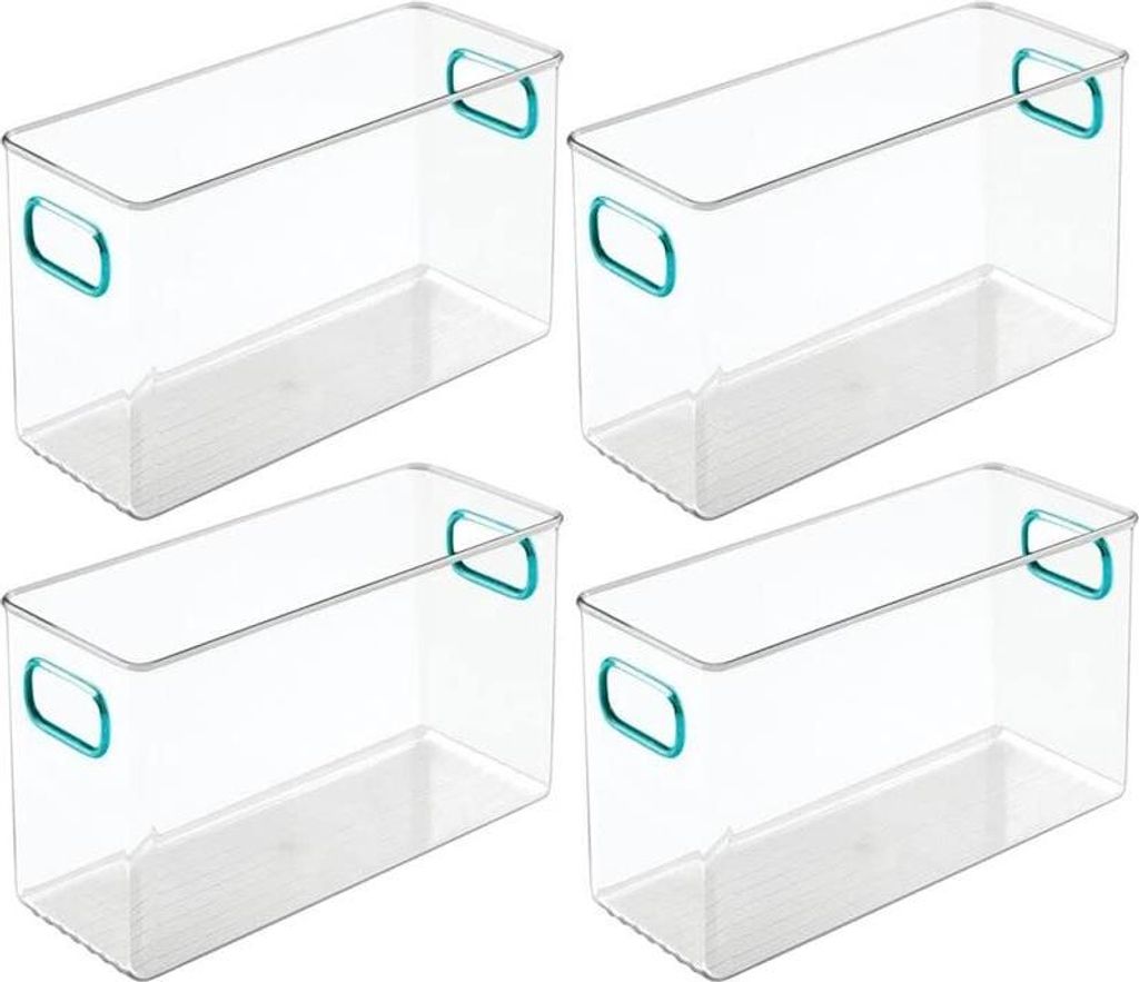 mDesign Aufbewahrung Organizer Behälter 4er-Set Kunststoff Transparent stapelbar