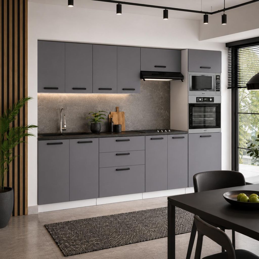 ULWEHOME | Küchenzeile 260 cm Anthrazit, Küchenmöbel-Set Produktbild  KI-generiertes Bild