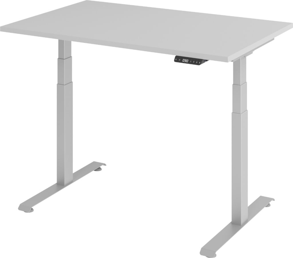 bümö Schreibtisch elektrisch Lite - Gestell: Silber, Größe: 120 x 80 cm, Nachbildung: Grau