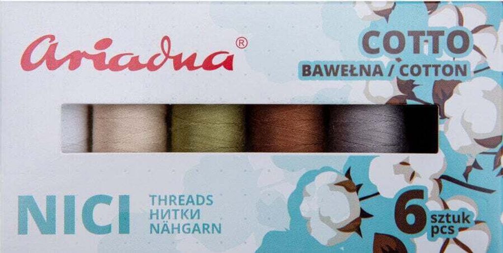 Ariadna Wątek do szycia Bawełna 80 6 x 170 m Earth Colours Zdjęcie produktu 