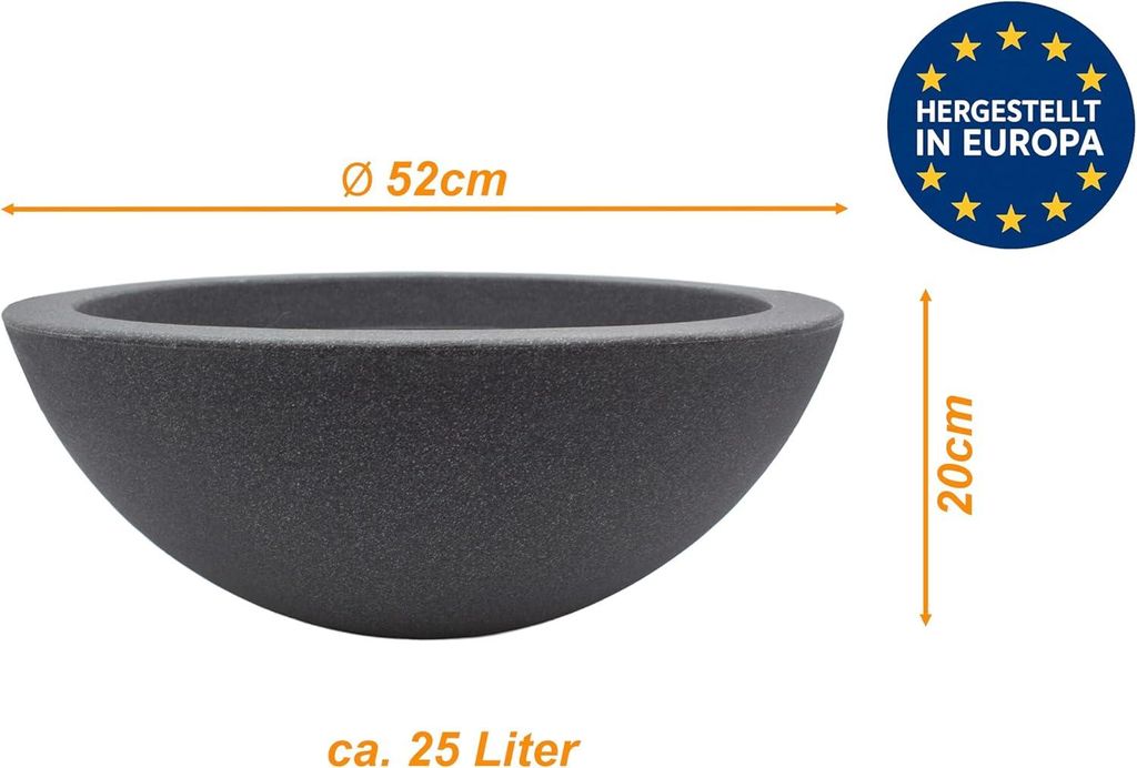 mucHome XXL Pflanzschale Anthrazit Ø 52cm Höhe ca. 20 cm - Produktbild 