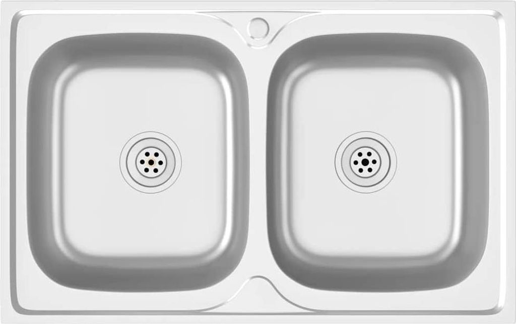 vidaXL Doppelspüle Silbern 800x500x155 mm Edelstahl