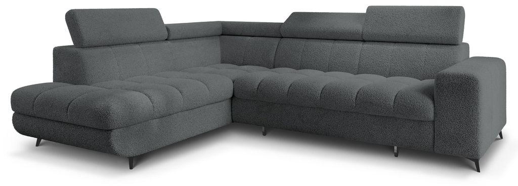 Masseno Ecksofa MORIVA Q L-S mit Schlaffunktion L-Form, Sofa mit Bettkasten, Wohnzimmersofa, Couch, Soffa, Bettsofa, Couchgarnitur- Grau, QUELLE 92