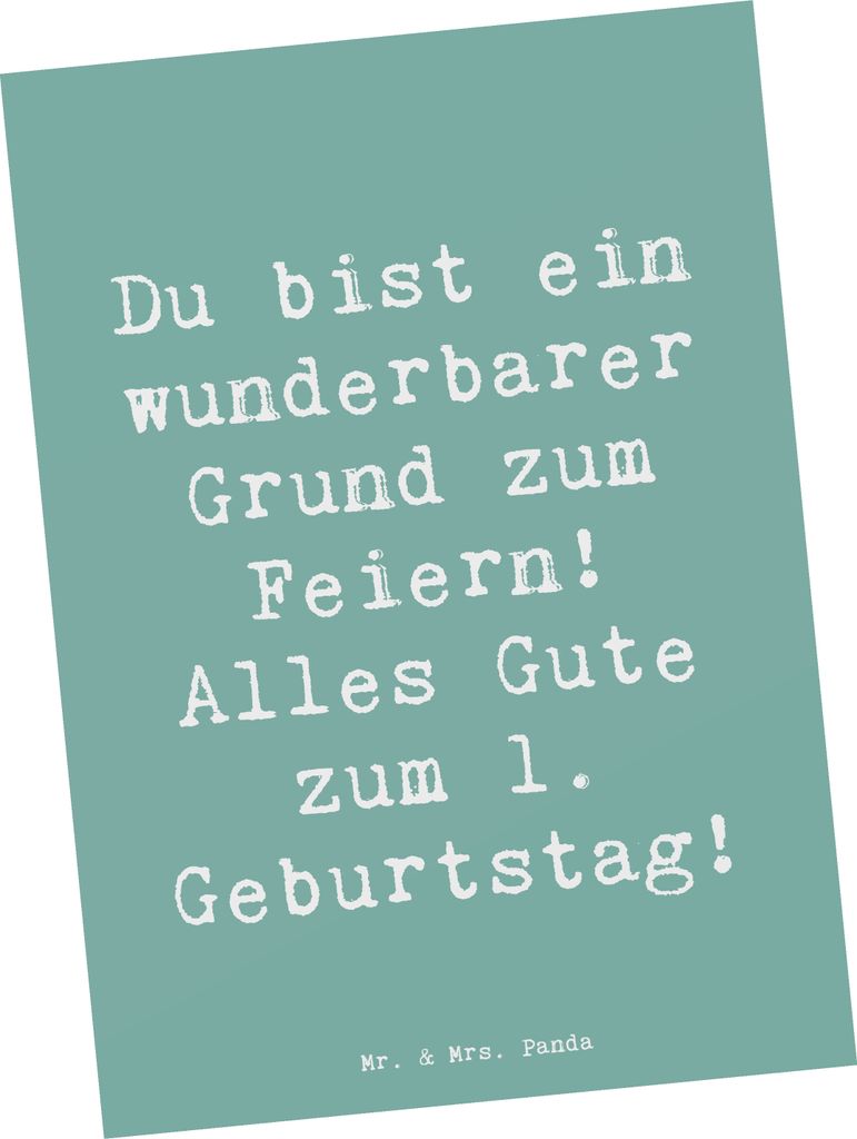 Mr. & Mrs. Panda Postkarte Spruch 1. Geburtstag Feiern - Meeresbrise - Geschenk, Kleinkind, Babygeburtstag, Happy Birthday, erster, Postkarten, Ans...