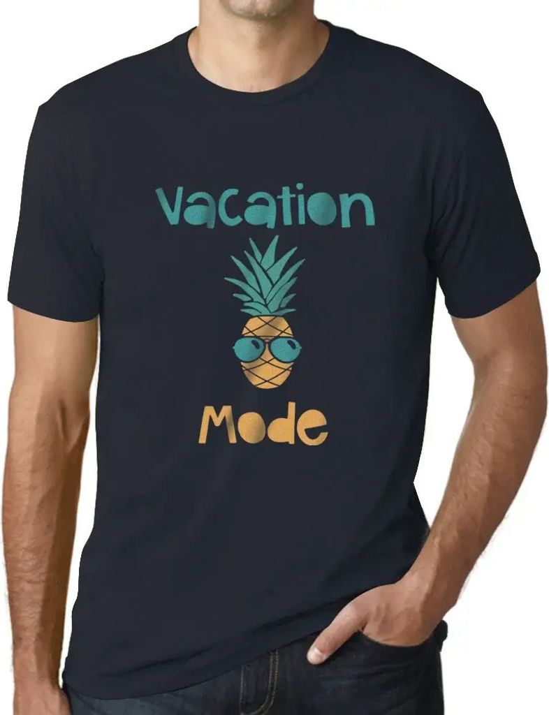 Herren Grafik T-Shirt Urlaubsmodus Ananas mit Sonnenbrille – Vacation Mode Pineapple With Sunglasses – Öko-Verantwortlich Vintage Jahrgang Kur...
