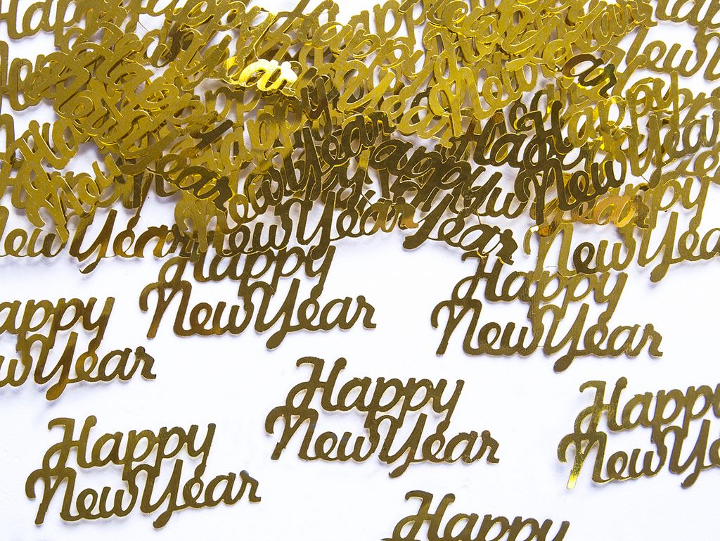 Happy New Year Konfetti 4x2cm 3g gold Produktbild 
