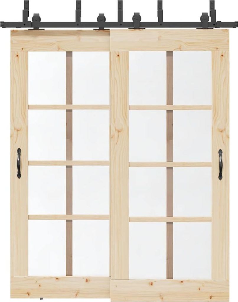 vidaXL Schiebetürbeschlag-Set 183 cm Stahl Schwarz