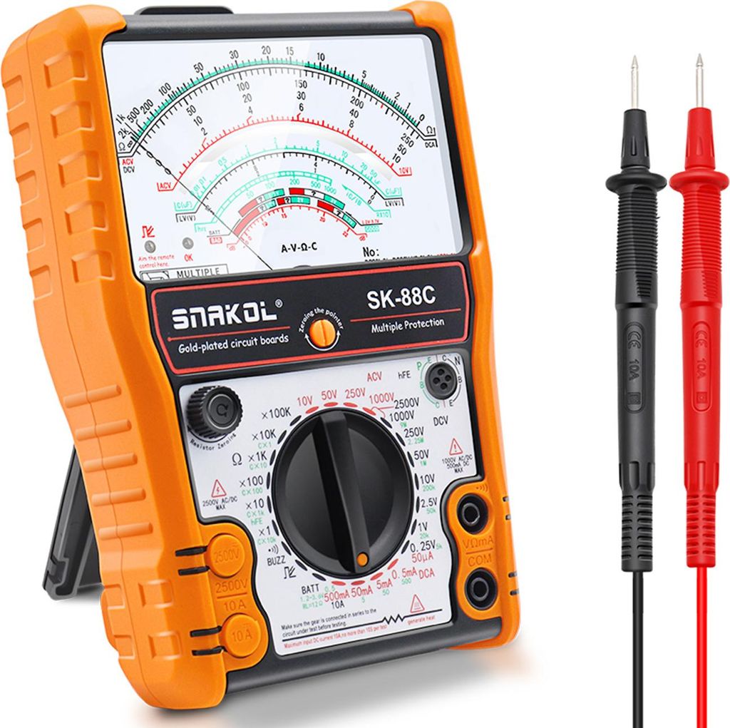 Analog-Multimeter Handheld Zeiger-Multimeter mit 11 Funktionen Multimetro hohe Empfindlichkeit weiten Bereich Messung AC DC Volt 2500V / Batterie-T...