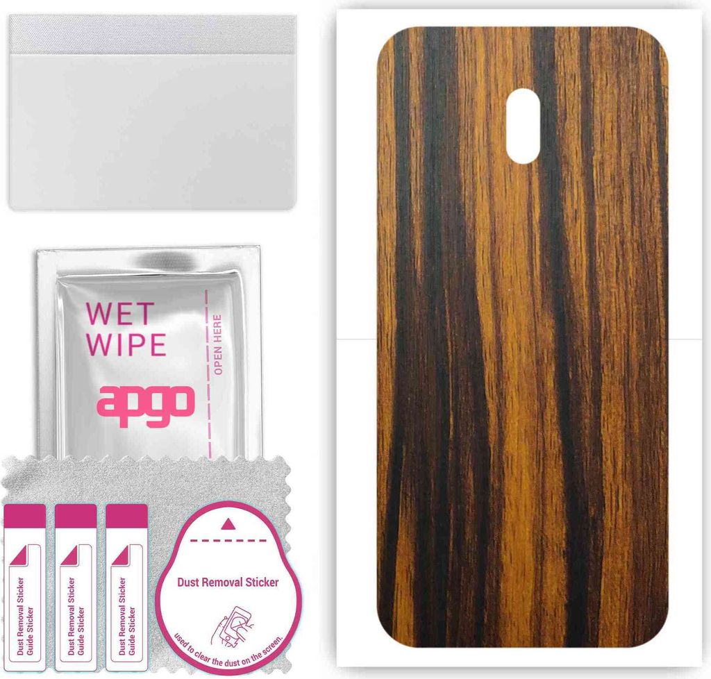 apgo Rückseite Schutzfolie, Skin, kompatibel mit Nokia C1 Plus, Hinten Displayschutzfolie aus Vinylfolie, kratzfest, einfache Montage - Tigerwood