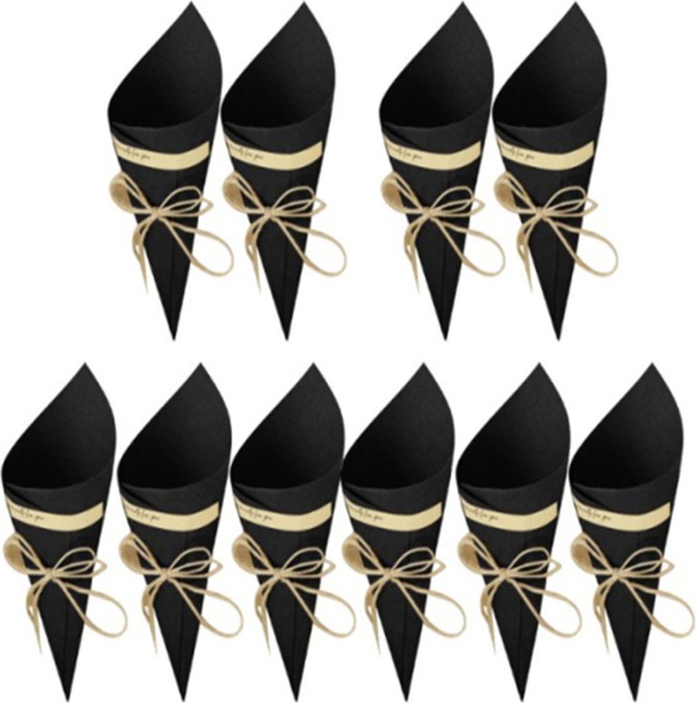 10pcs bevorzugt Kisten DIY umweltfreundlich exquisite zarte charmante dekorative Schnürpapierpapierblumenrohrhalter Hochzeitsvorräte-Schwarz