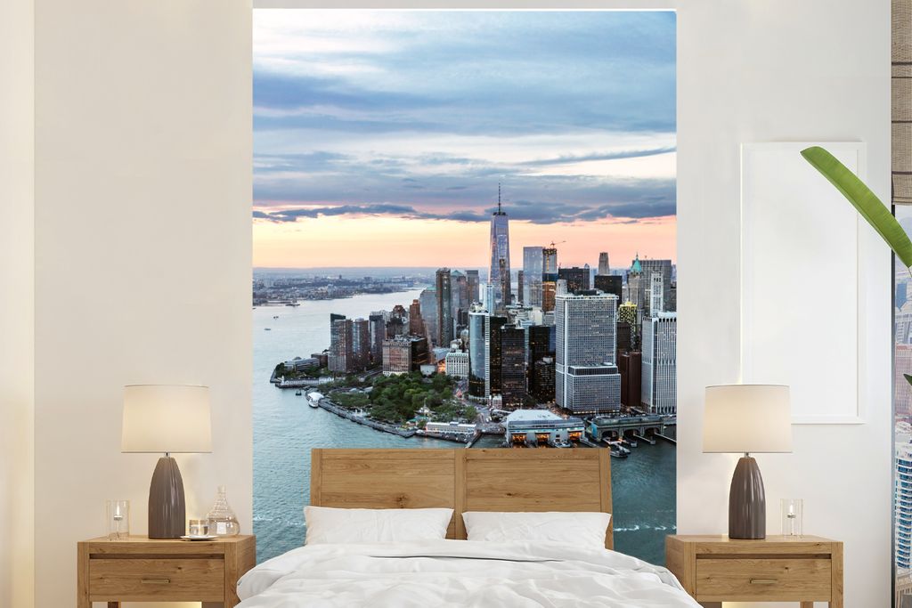 MuchoWow Fototapete für Wohnzimmer oder Schlafzimmer Wandtapete Vinyl Motivtapete Luftaufnahme von New York - 160x240 cm - Vinyltapete