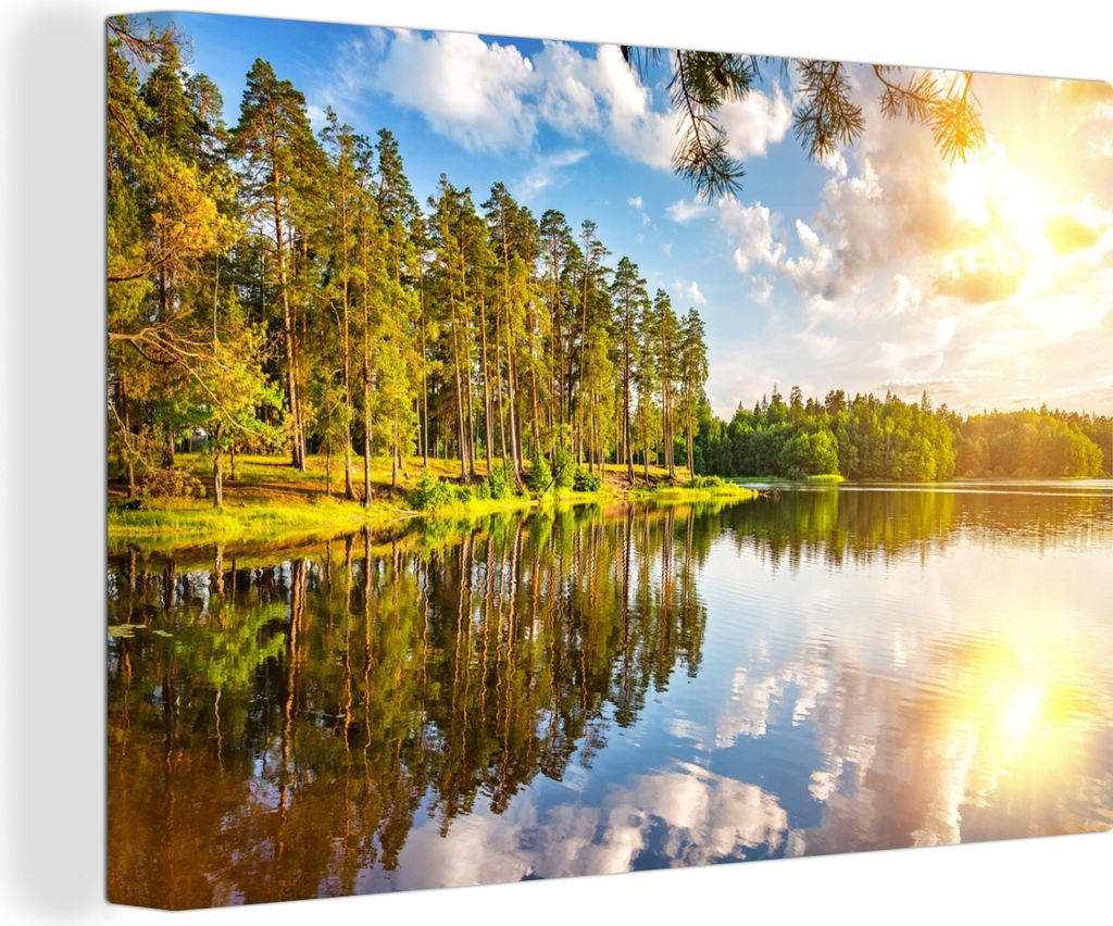 OneMillionCanvasses - Leinwandbilder - 150x100 cm, Wasser - Bäume - Natur, Wandbilder Kunstdruck Wanddekoration - Foto auf Leinwand - Gemälde a...