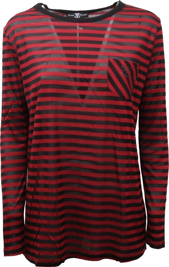 C4502 SWEET MATILDA schwarzes rotes T-shirt Frau