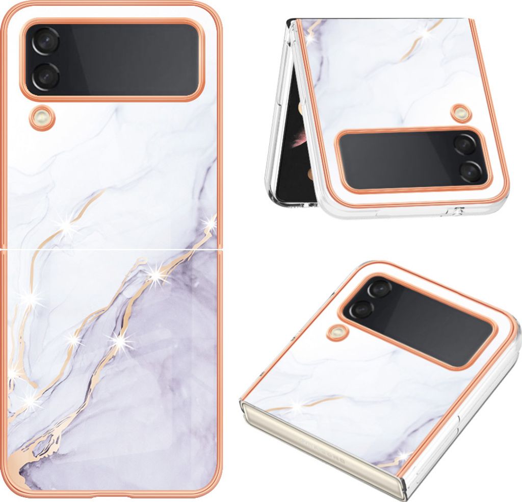 Hülle für Samsung Galaxy Z Flip 4 5G Muster TPU Silikon Stoßdämpfer Bumper Schutzhülle Weiß