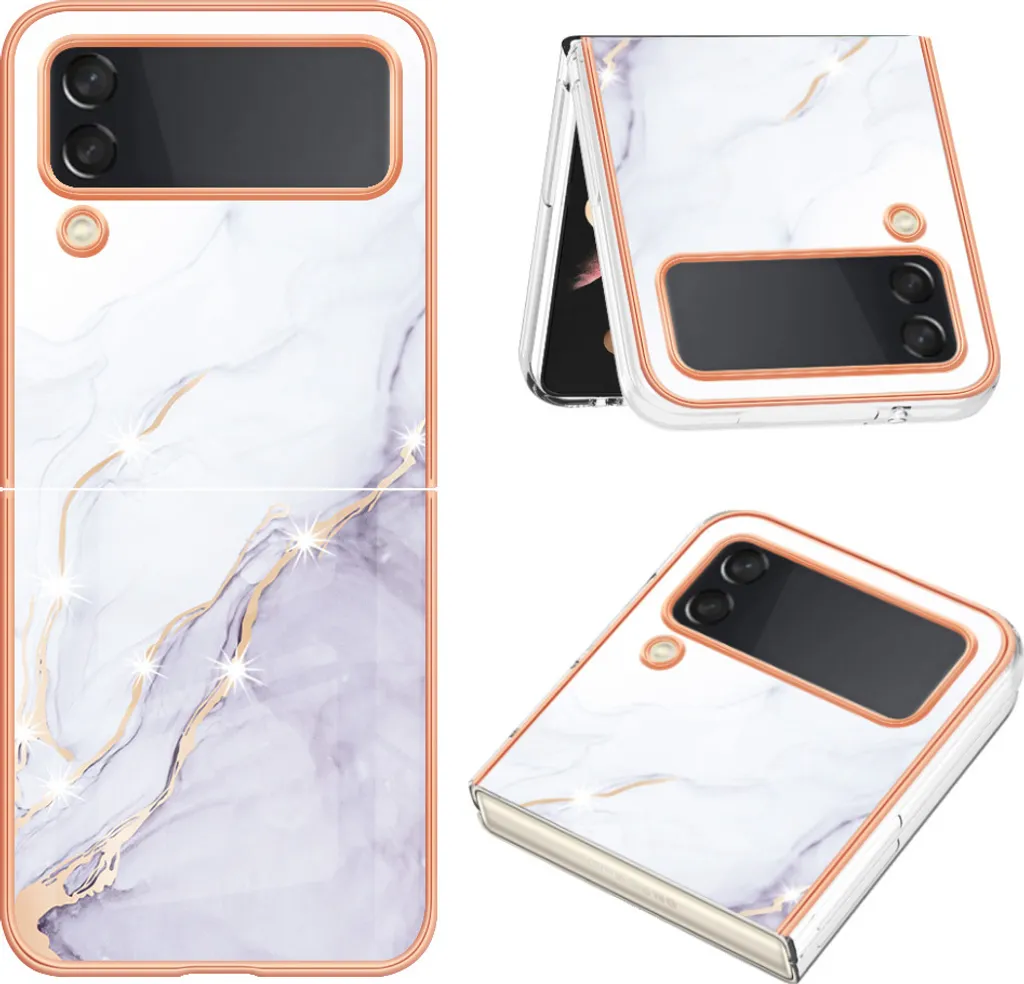 Custodia Samsung Galaxy Z Flip 3 5G Antiurto - TPU Marmo Bianco Slim