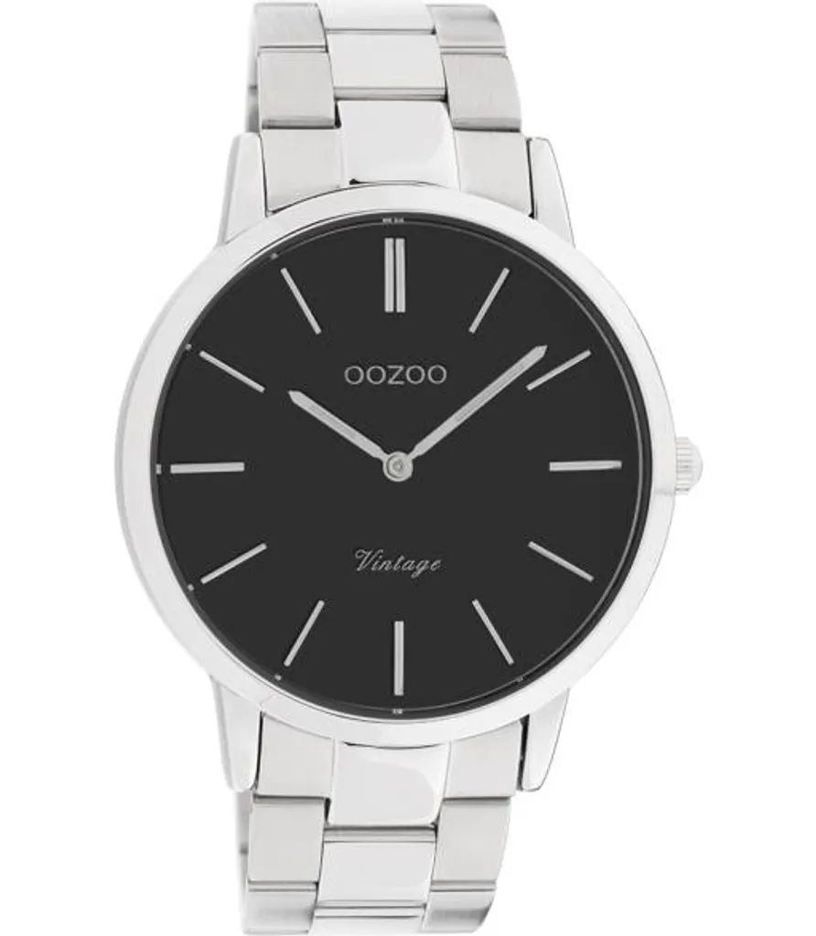 Montre à quartz analogique Oozoo Vintage argentée pour hommes