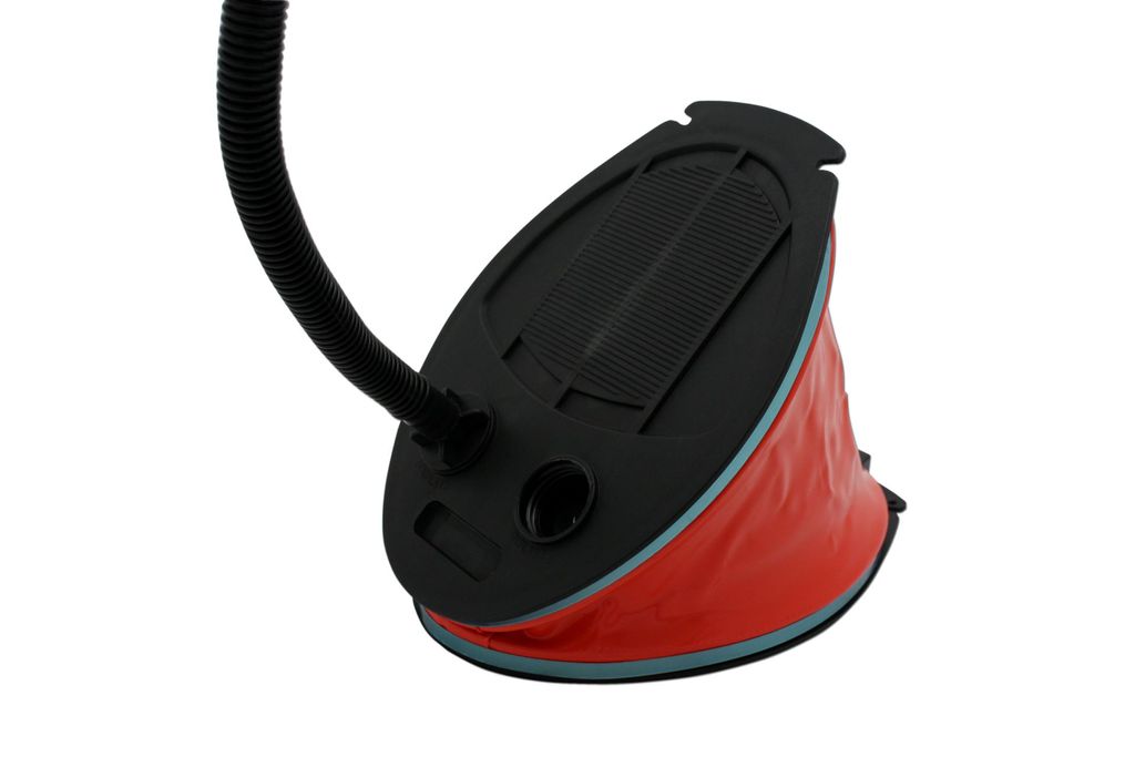 Enero Camp 3 Liter Blasebalg-Matratzenfußpumpe schwarz-rot mit Spitzen zum Einpumpen und Auspumpen