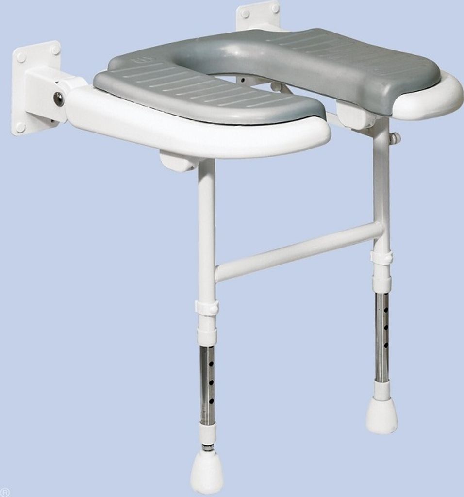 Duschklappsitz 4000 Standard Grau mit Ausschnitt für die Intimpflege bis 250KG