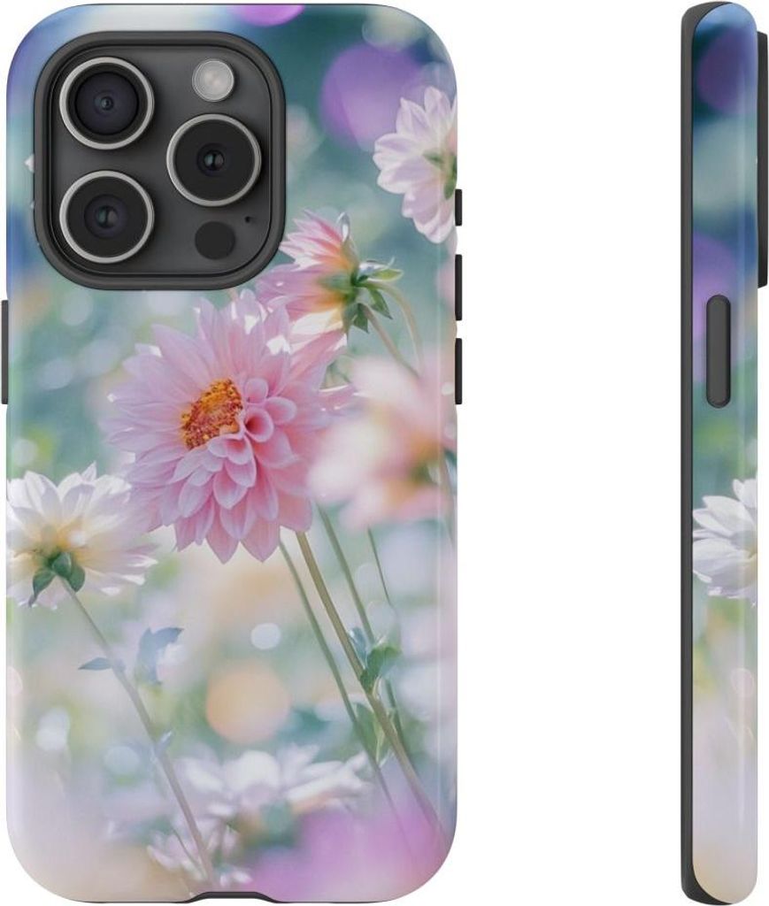 Zartes Dahlien-Blütendesign in Pastell – Hülle Kompatibel mit iPhone 15 Pro