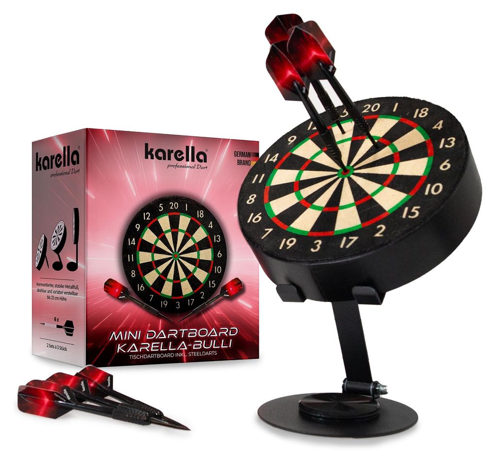 Karella Mini Dartboard Bulli, Miniatur Dartscheibe Ø 15 cm Produktbild 