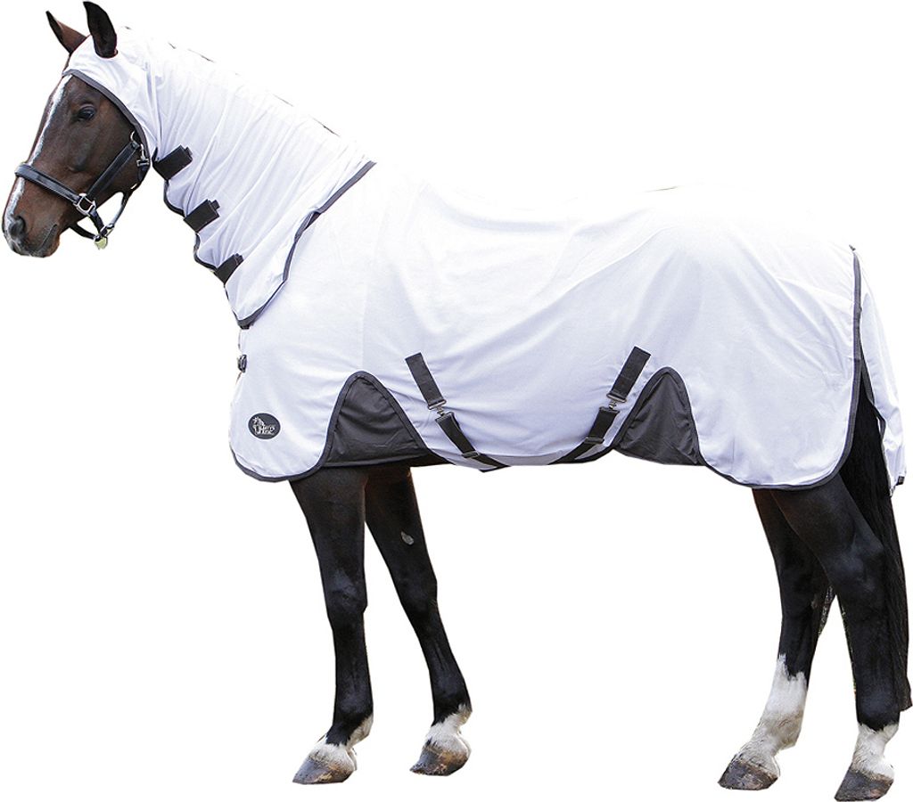 Harry`s Horse Fliegendecke Comfort engmaschig mit Kopf und Halsteil weiß, Größe:135