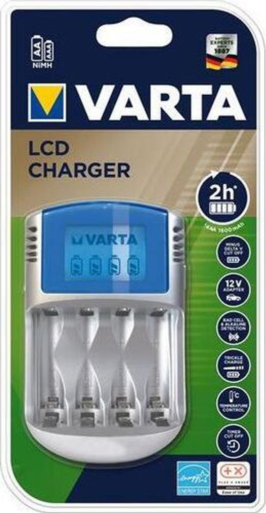 Akku-Ladegerät VARTA ''Power Play LCD Charger'' mit USB und Produktbild