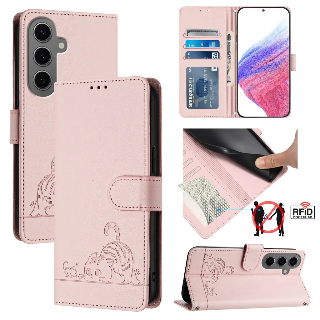 Offerta Custodia Samsung S25+ Gatto Rosa: Wallet Case in Pelle