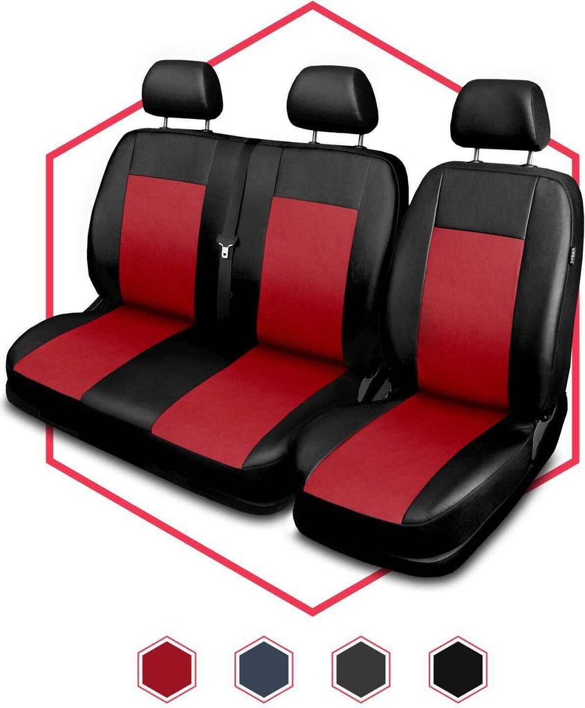 Autositzbezüge Universal Schonbezüge Rot für VW Transporter T4 BUS 1+2 Front