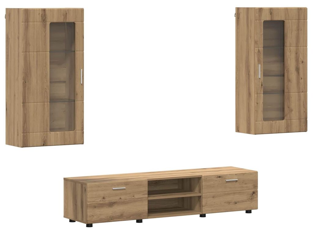 vidaXL TV-Schrankset mit Tür FLORIN 3 pcs Artisan-Eiche Holzwerkstoff