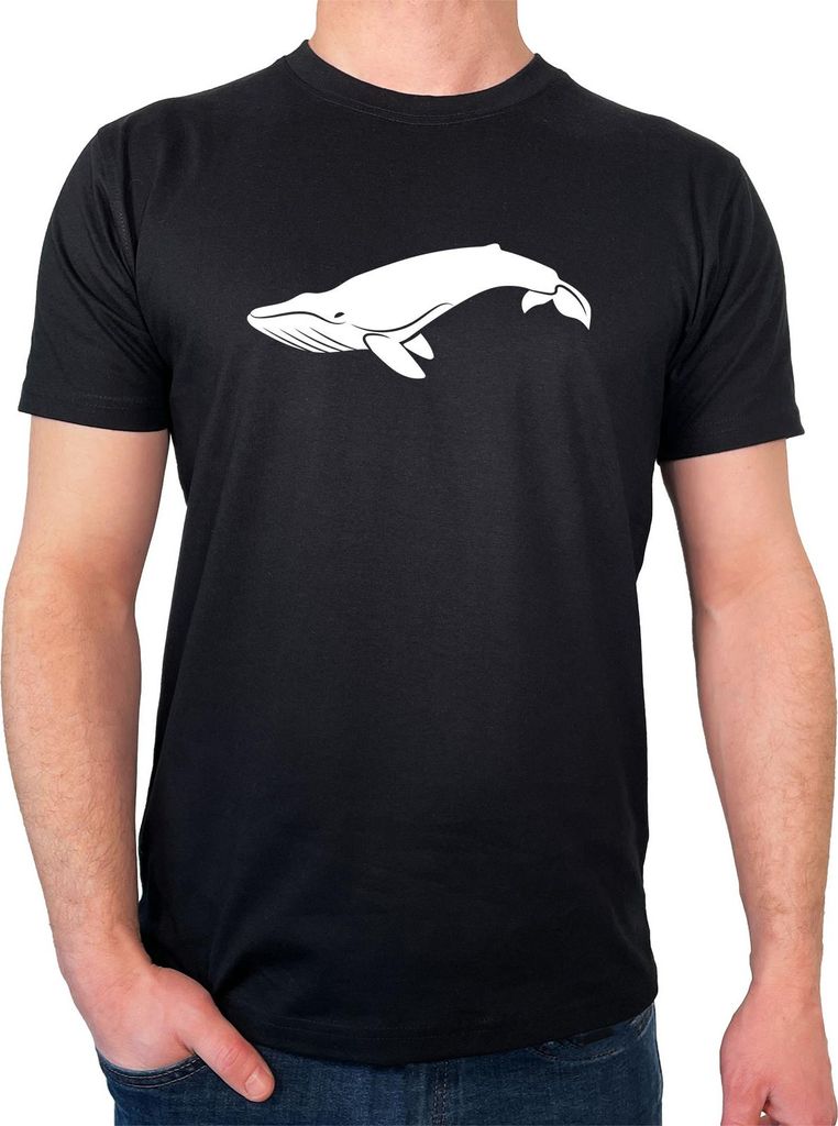 Huuraa Herren T-Shirt Wal Silhouette M Black Bio Baumwolle Fairtrade Herrenshirt Geschenkidee