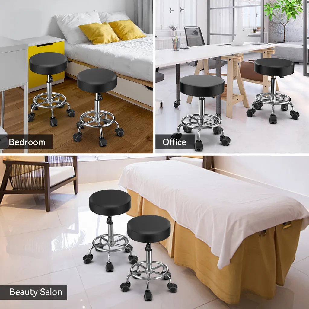 Tabouret à roulettes pivotant réglable noir pour éviter le mal de dos - 3
