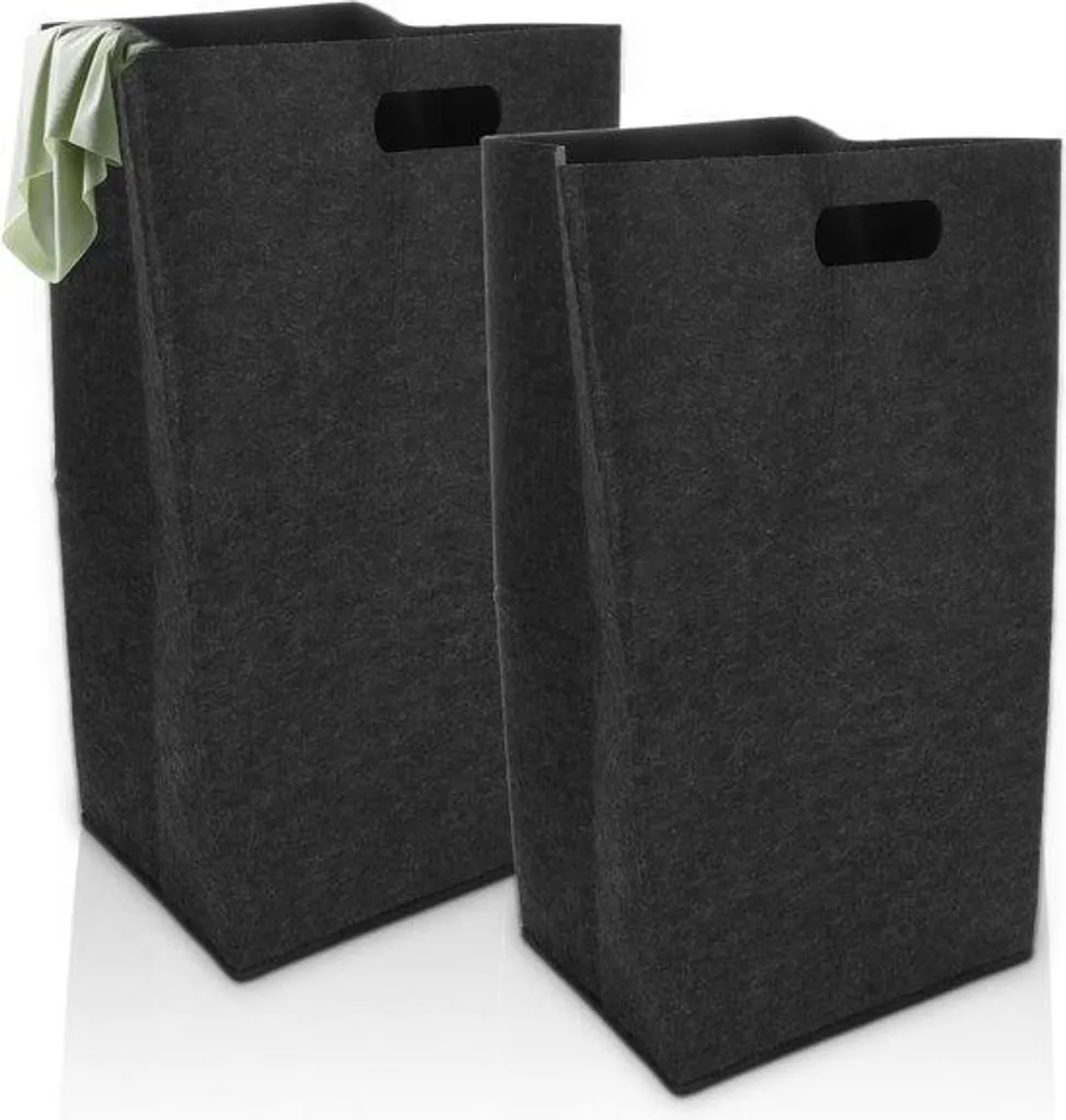 Panier à linge souple de 60 litres noir - Set de 2 sacs de rangement