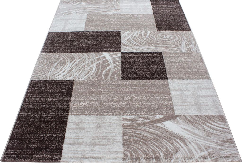 Ayyildiz | Moderner Teppich - Wellen Linien Design - Wohnzimmer Kurzflor - braun - 240 x 340 cm