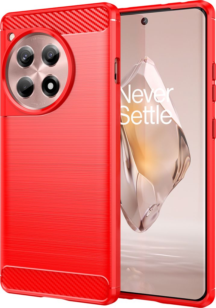 Hülle für OnePlus Ace 3 Carbon-Faser Weich TPU Silikon Stoßfest Handyhülle Rot