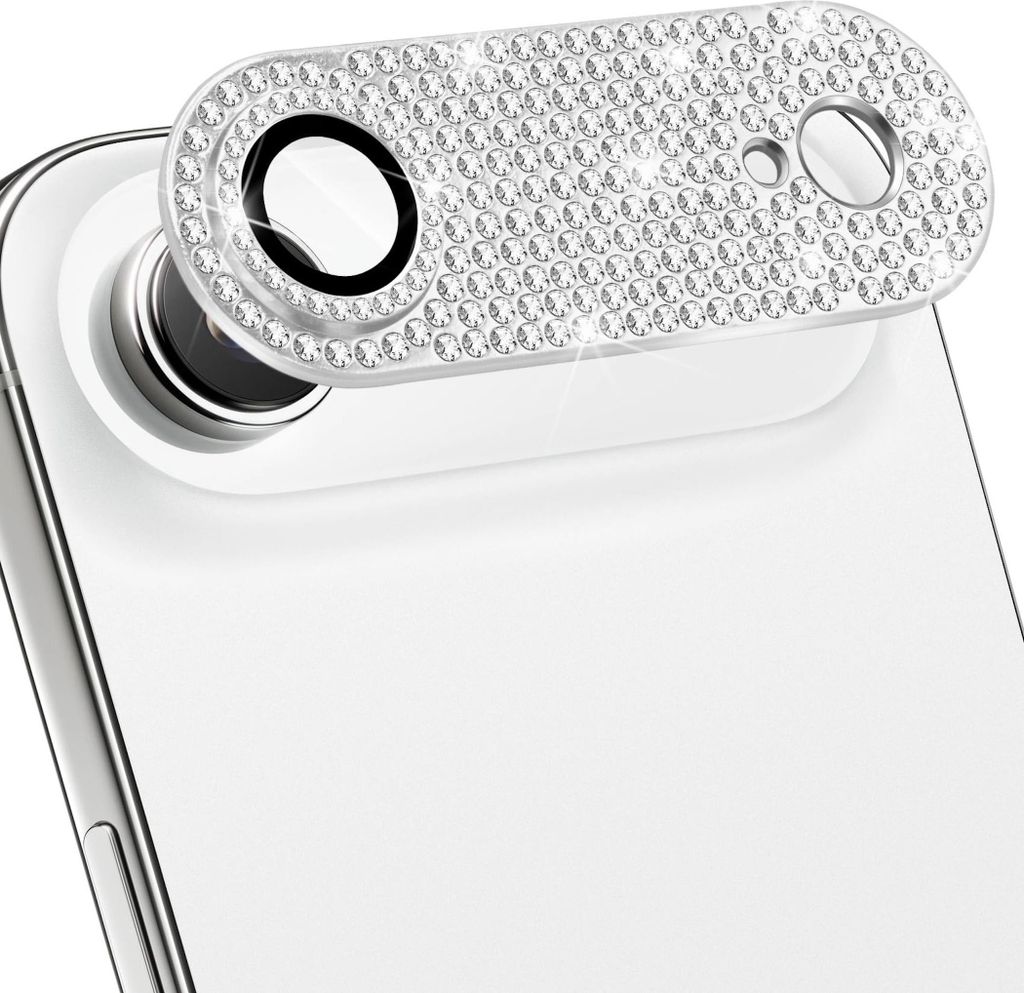 Kamera Schutzglas für Apple iPhone 17 Air aus Metall mit Diamant Optik Silber