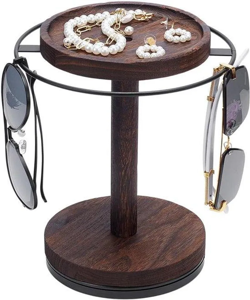 Support lunettes de bureau pivotant en bois pour plusieurs paires