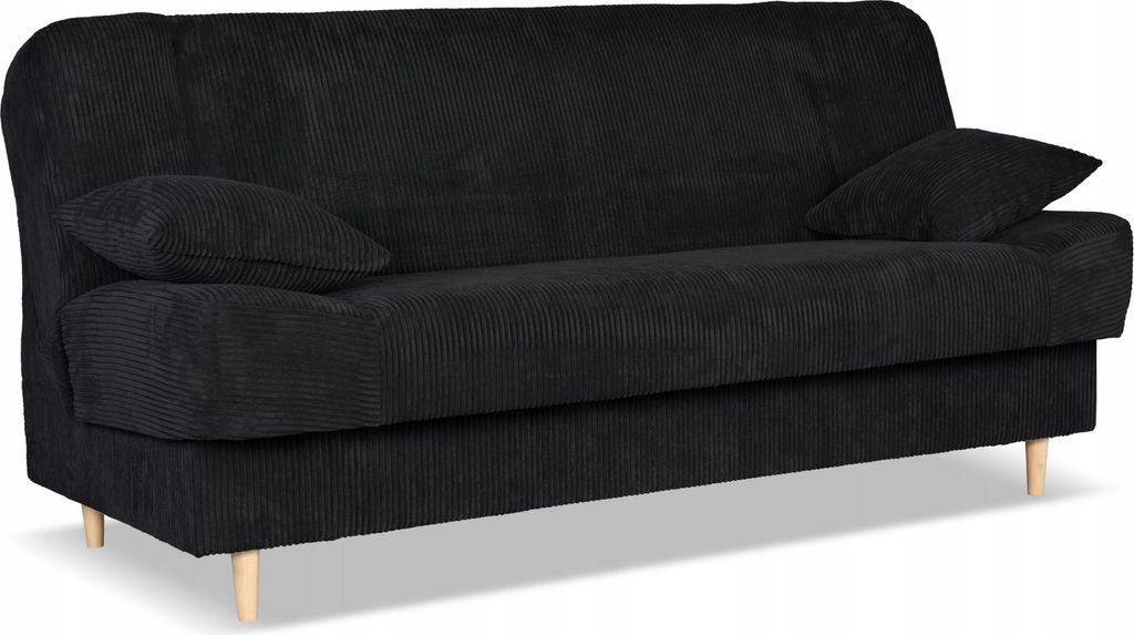 Family Meble Couch Belito Schlafsofa Schlafcouch mit Bettkasten Freistehendes Lounge Sofa Bequem zum Entspannen Wohnzimmer Wartezimmer Schwarz