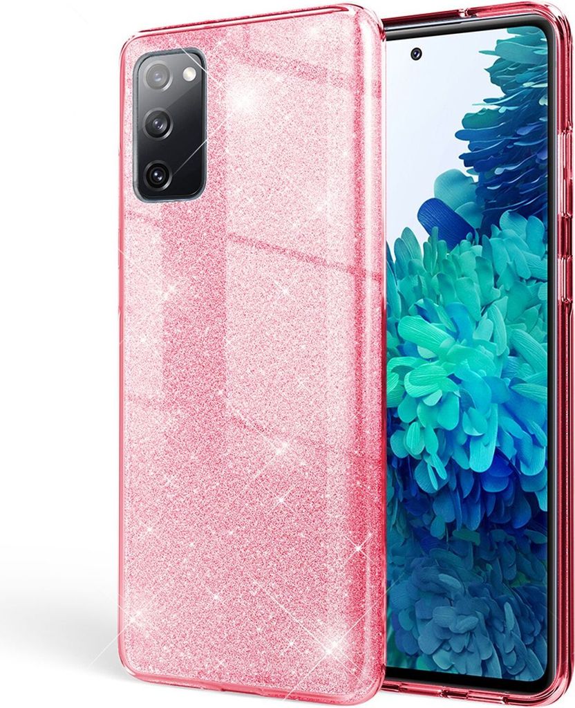 NALIA Glitzer Handyhülle für Samsung Galaxy S20 FE, Bling Handy Cover Schutz Case TPU Pink