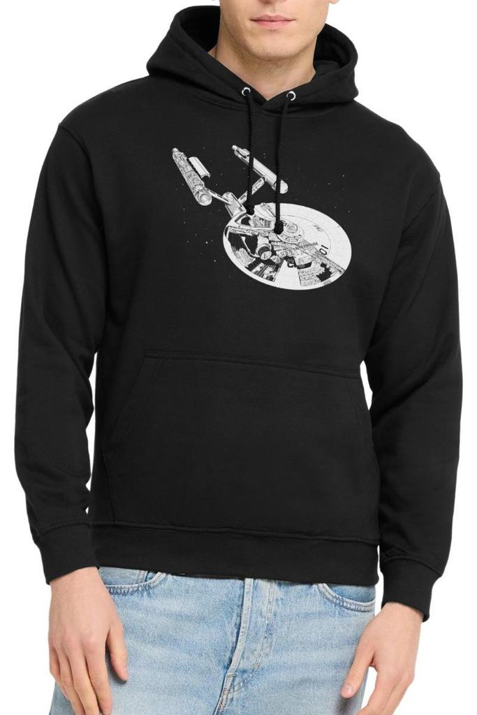 Spreadshirt Star Trek The Original Series USS Enterprise Uni Hoodie, 4XL, Schwarz