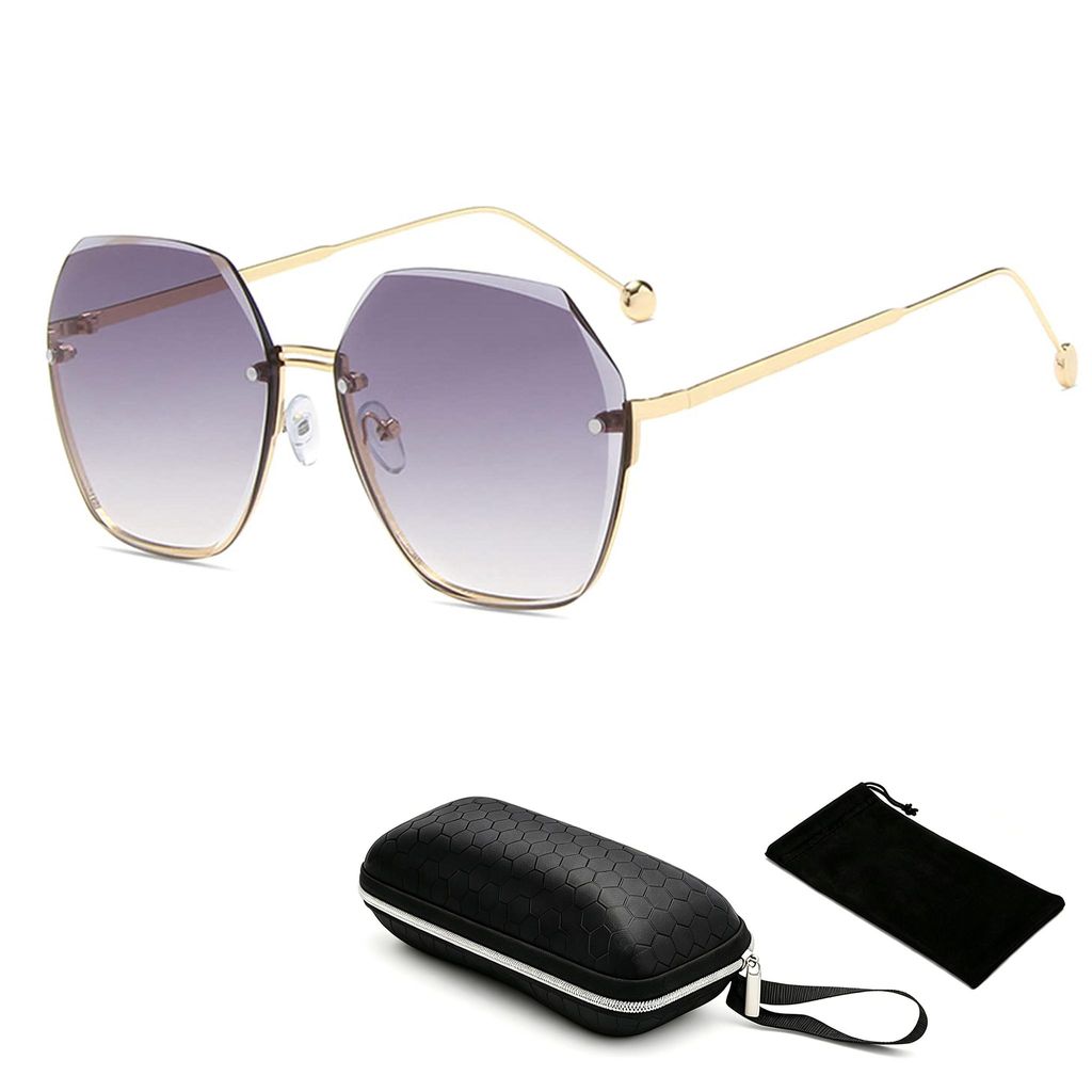 Damenbrille Sonnenbrille Damen Große Gläser Blogger Trendbrille Brille UV400 Übergroße Randlose Transparent Farbverlauf Gläser Trendbrille