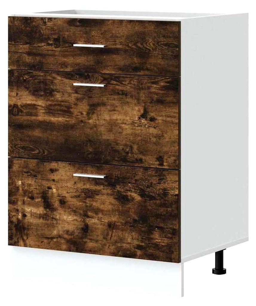Küchenunterschrank aus Raucheiche, 60 x 46 x 81,5 cm