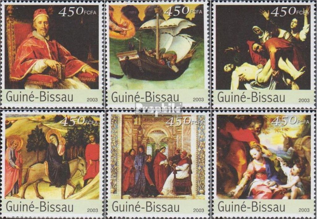 Briefmarken Guinea-Bissau 2003 Mi 2688-2693 postfrisch Kunstwerke aus aller Welt
