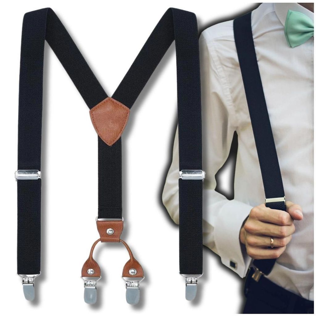 Schwarze elastische Herren-Hosenträger, stark für elegante Hosen