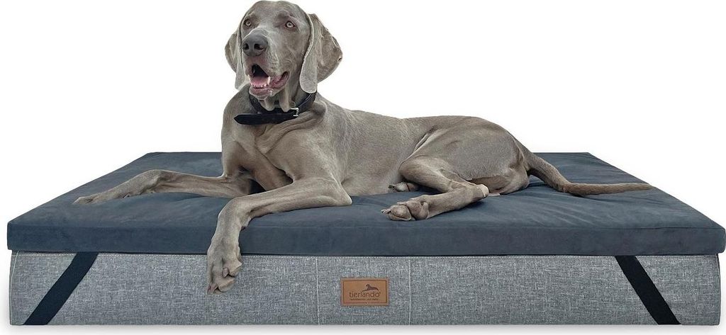 tierlando Ortho-Topper High-Tech-Velours | Orthopädische Hundematratzenauflage waschbar - Größe: 80x60cm | Farbe: 02 Graphit