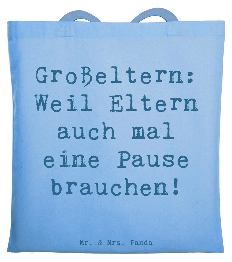 Mr. & Mrs. Panda tragetasche baumwolle Spruch Großeltern Pause - Sky Blue - Geschenk, Jutebeutel, Enkelkinder, Weisheit, Tote Bag, Laptoptasche, F...