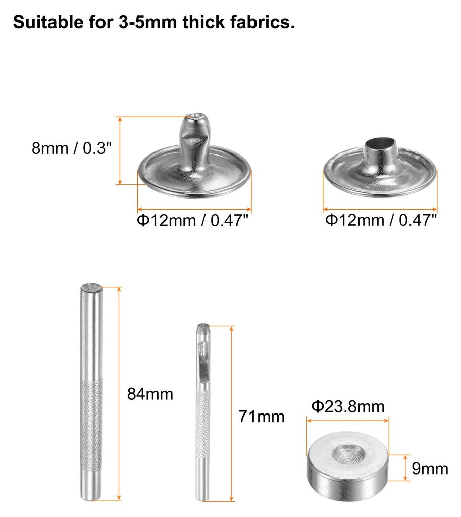 100 Stš¹ck 8 x 12mm Leder Nieten, Runde Doppelkappe Tubular Metall Hohlnieten mit Werkzeugen, Zubeh?r Rš¹cknieten fš¹r Lochzange Gš¹rtel De...