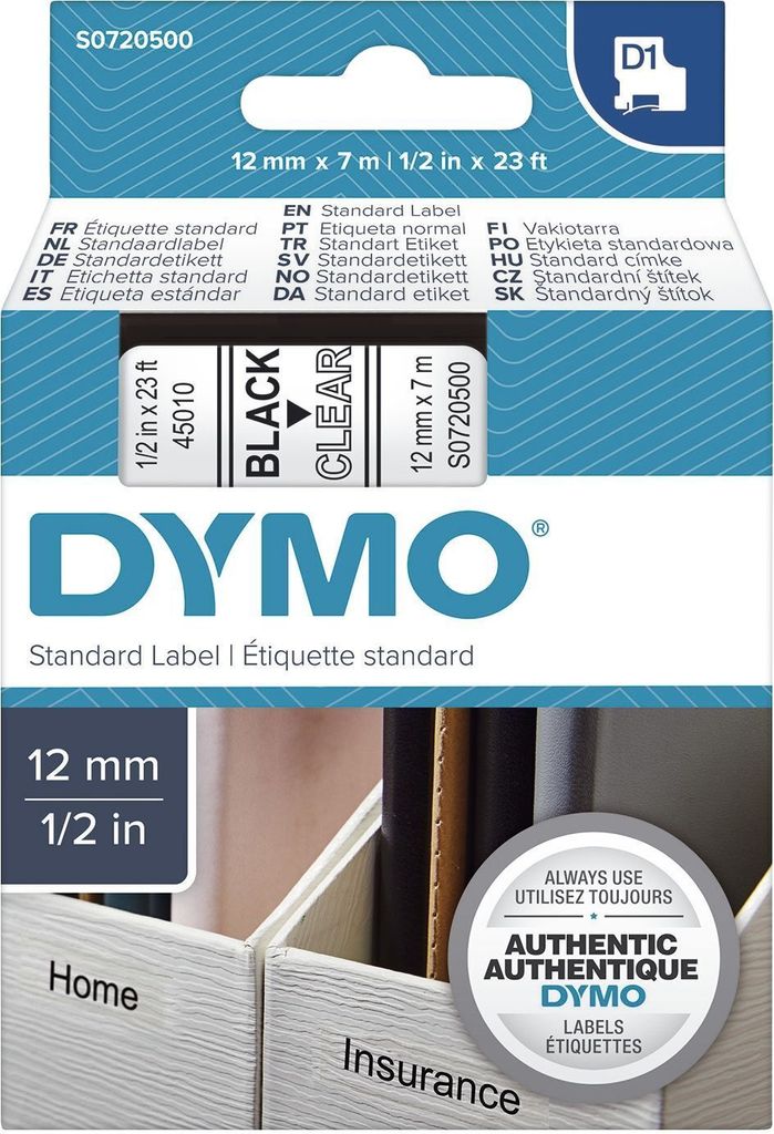 DYMO D1 oryginalne etykiety | Czarny nadruk na Zdjęcie produktu 