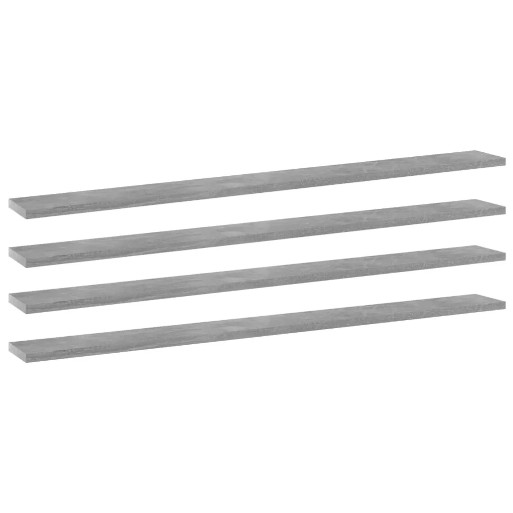 Planches de bibliothèque résistantes en composite gris béton 4pcs