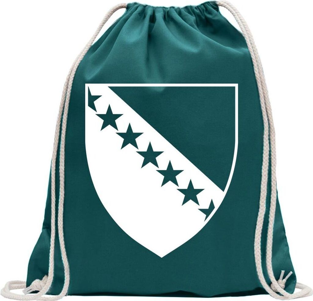 Kiwistar - Turnbeutel - petrol - Bosnien Herzegowina - Fun Rucksack Sport Beutel Gymsack Baumwolle mit Ziehgurt
