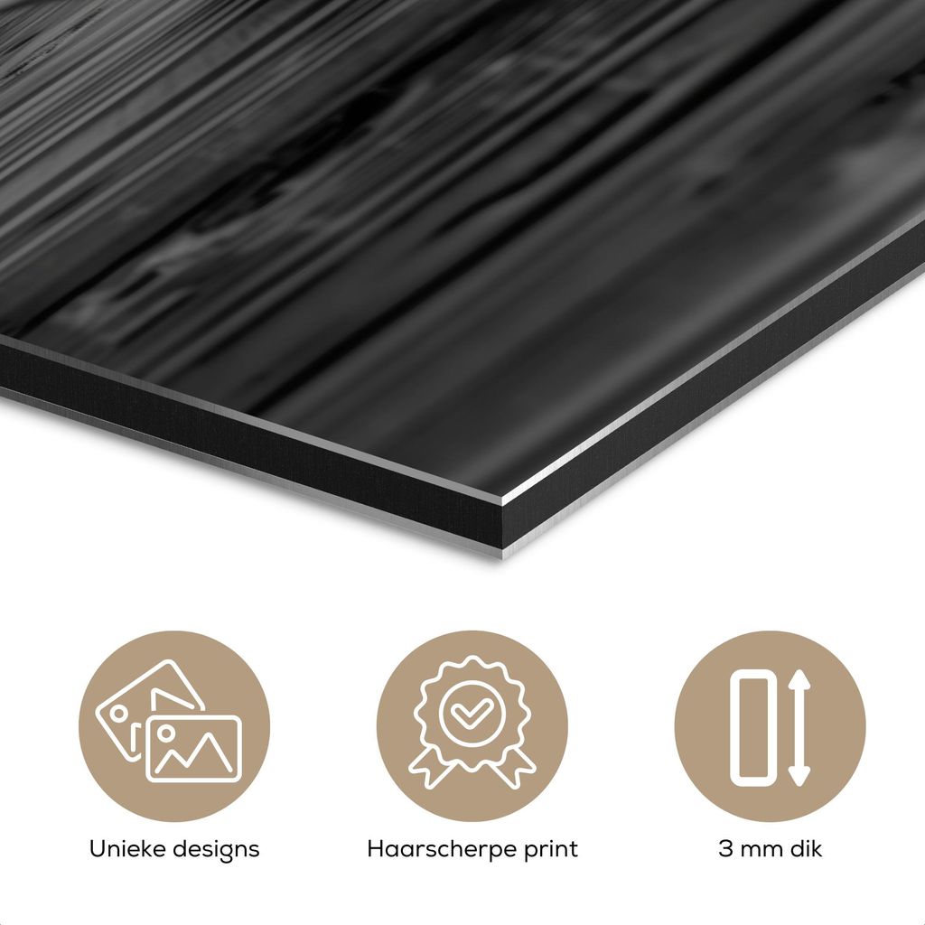 MuchoWow Wanddekoration Metall Metallbild Wandkunst 90x120 cm Schottisches Hochlandrind - Spaghetti - Tiere - Schwarz und weiß MuchoWow Aluminium ...